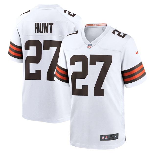 mens nike kareem hunt white cleveland browns game player jersey